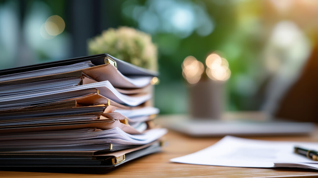 Stack policy manuals documents with visible headings bullet poin - MÜLLER SEIDEL VOS Rechtsanwälte Steuerberater versicherungsrecht
